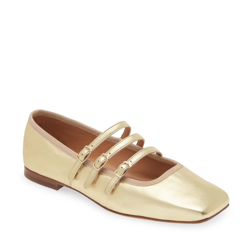 MANSUR GAVRIEL Lambskin Mary Jane Flats - Gold